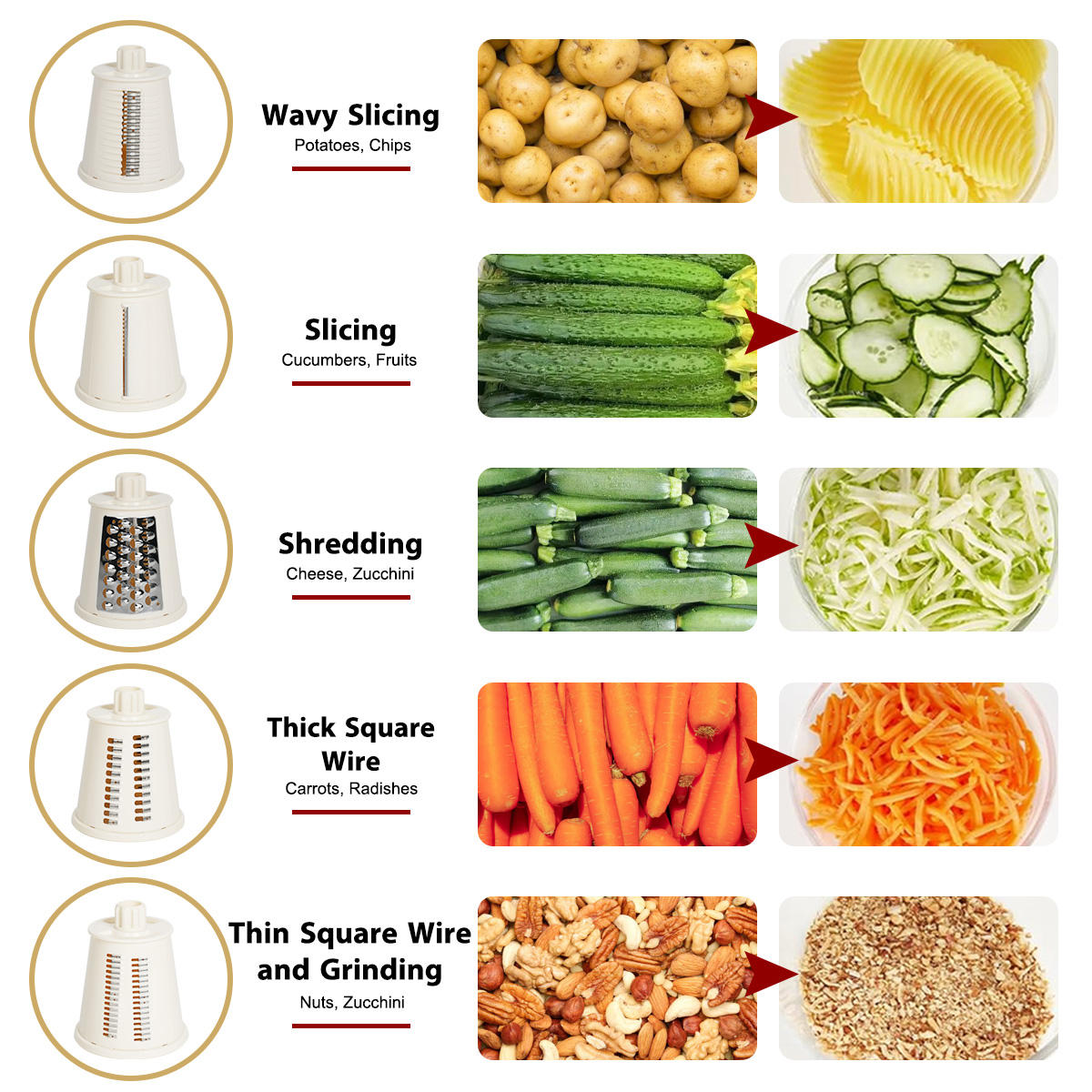 3 In 1 Vegetable Slicer Manual Kitchen Accessories Grater For Vegetable Cutter Round Chopper - Image 3